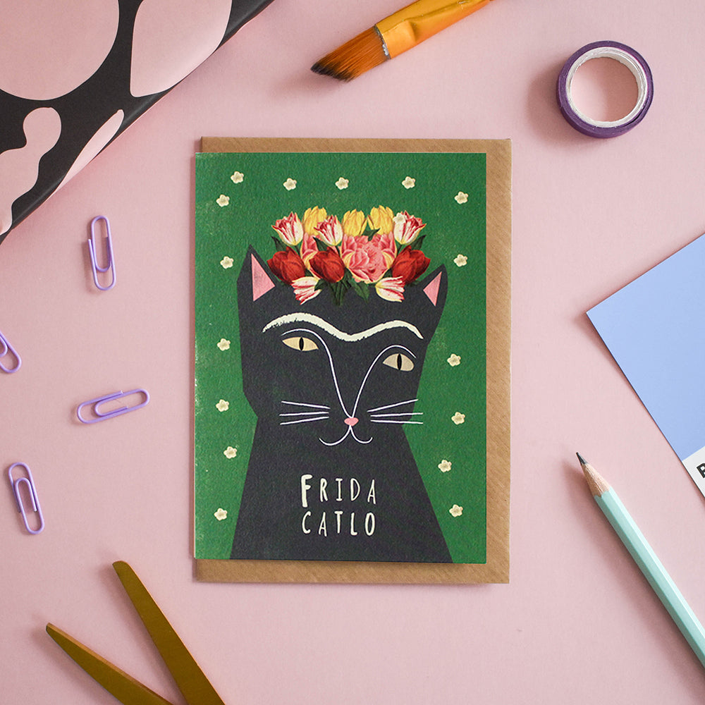 Frida Catlo Cat Artist Card