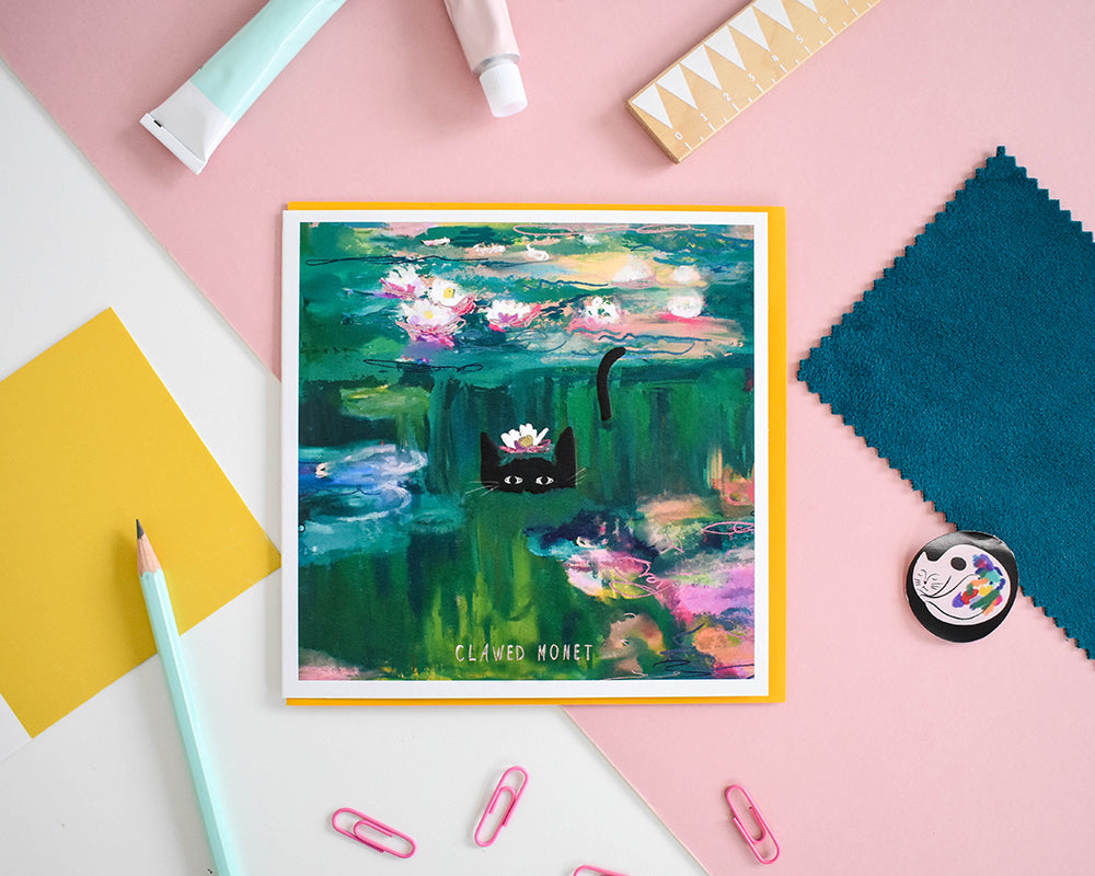 Clawed Monet Cat Artist Card