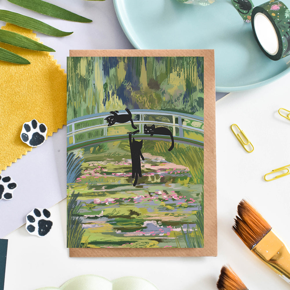 Clawed Monet Bridge of Cats Card