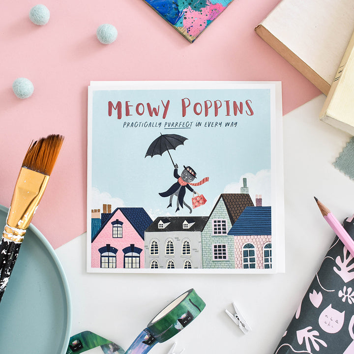 Meowy Poppins Cat Card