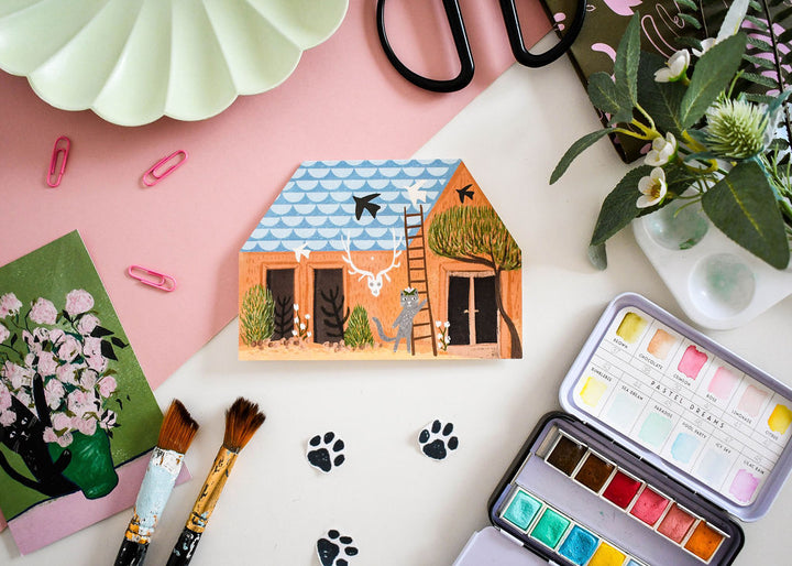 Georgia O'Kitty's cat house card