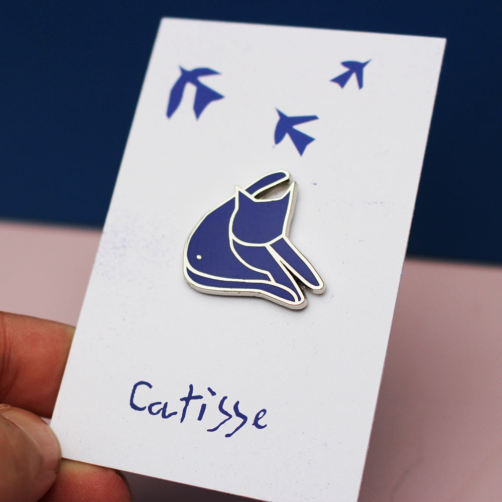 Blue Catisse Cat Artist Pin