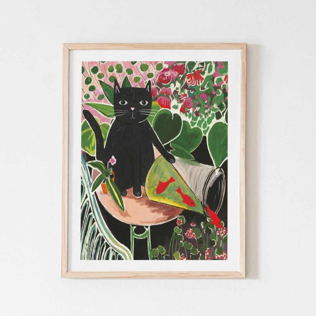 Catisse and the Goldfish Cat Art Print