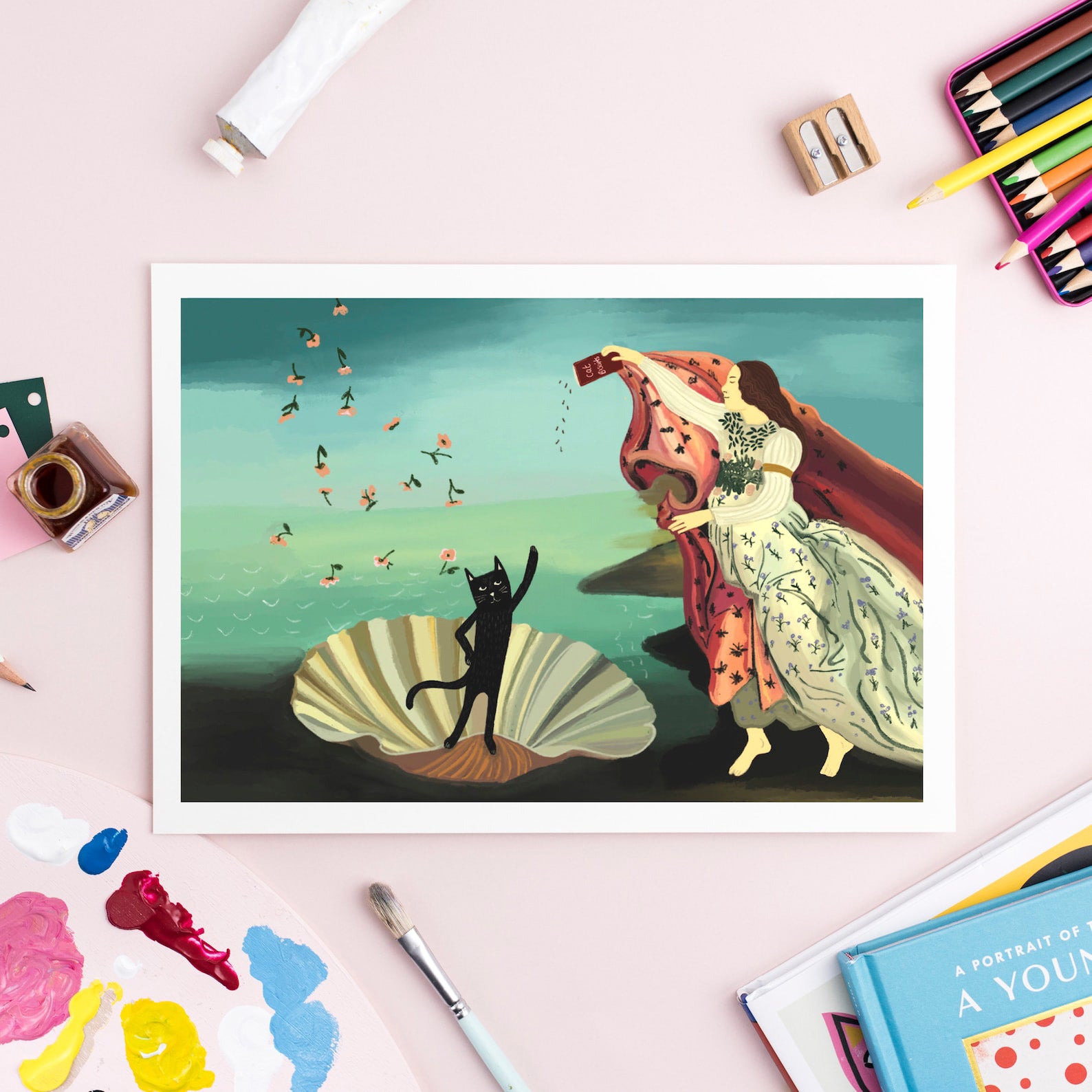 The Birth of Venus the Cat Art Print – Niaski