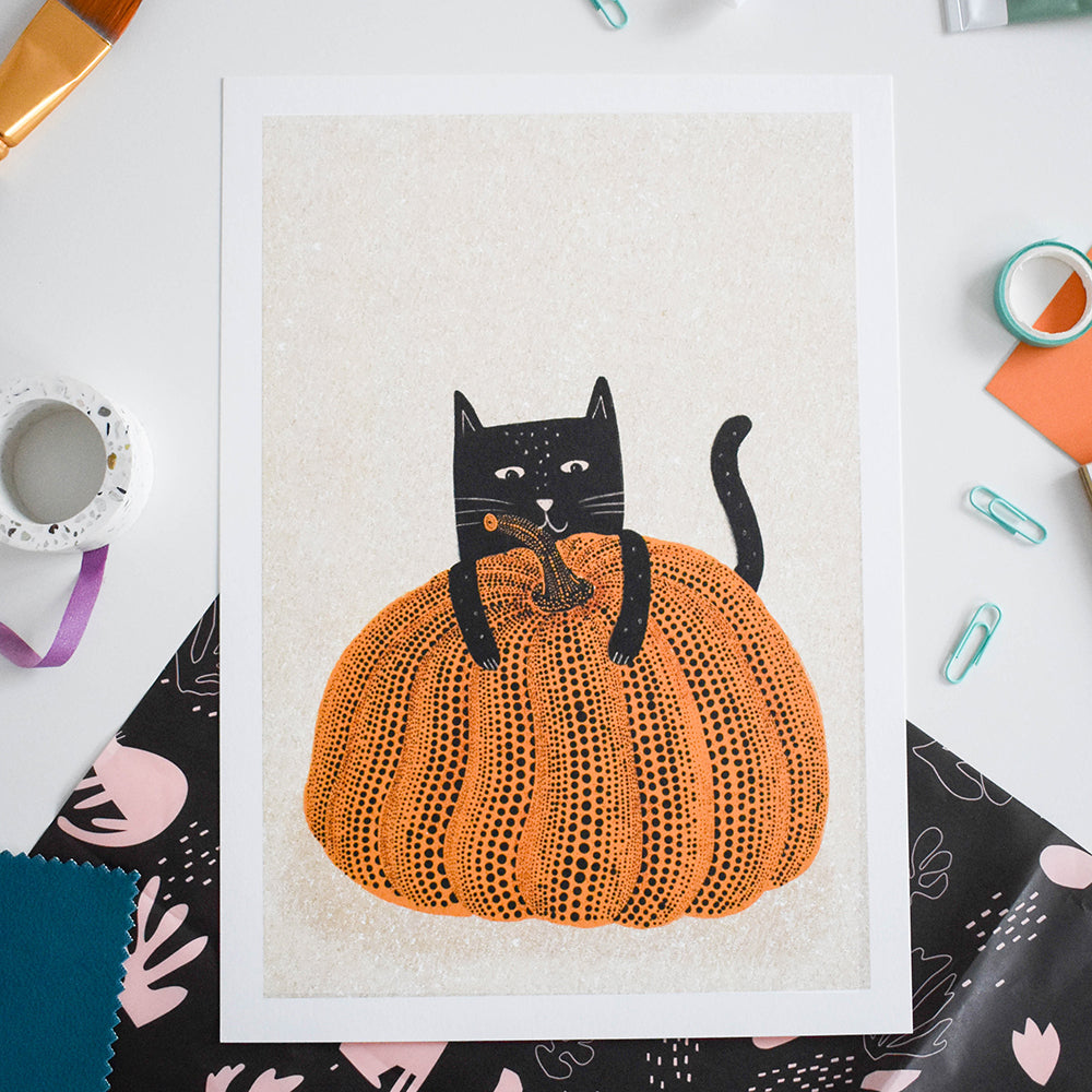 Catsama’s Pumpkin Cat Art Print