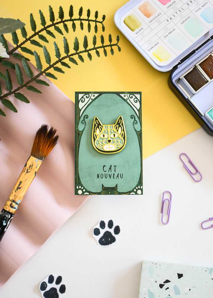 Cat Nouveau Art Meowment Pin