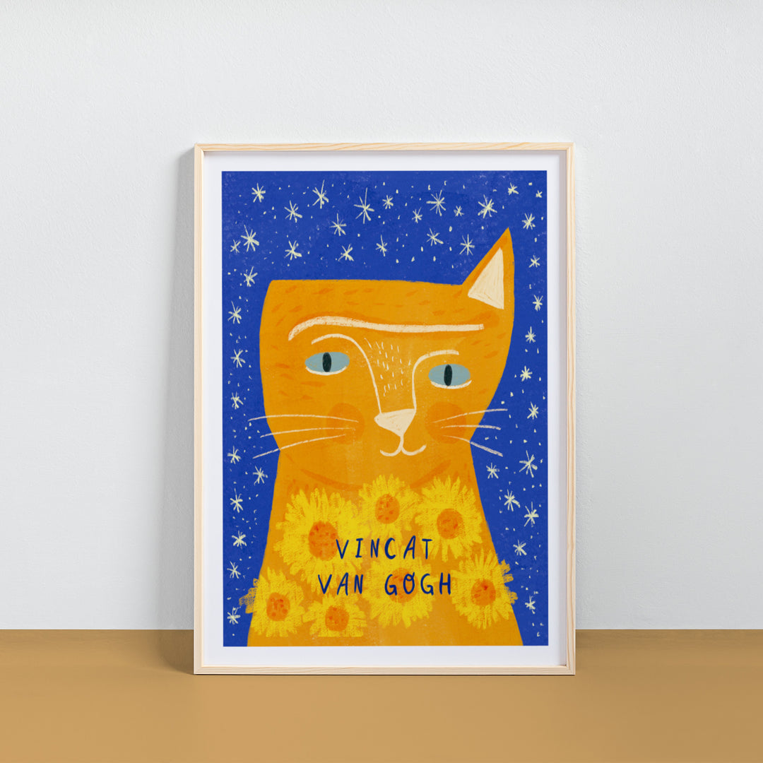 Vincat Van Gogh Cat Portrait Print