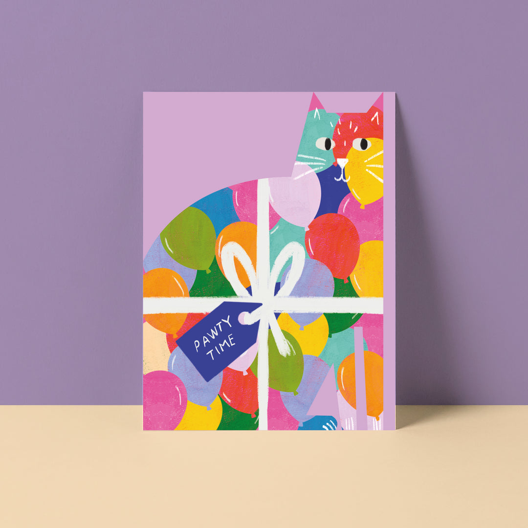 Pawty Time Cat cut out card