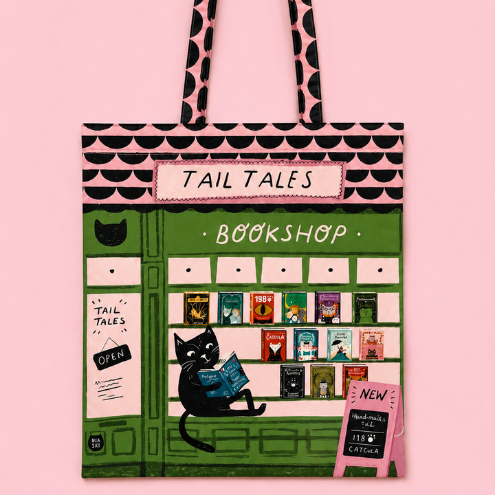 Bookshop Cat Tote Bag