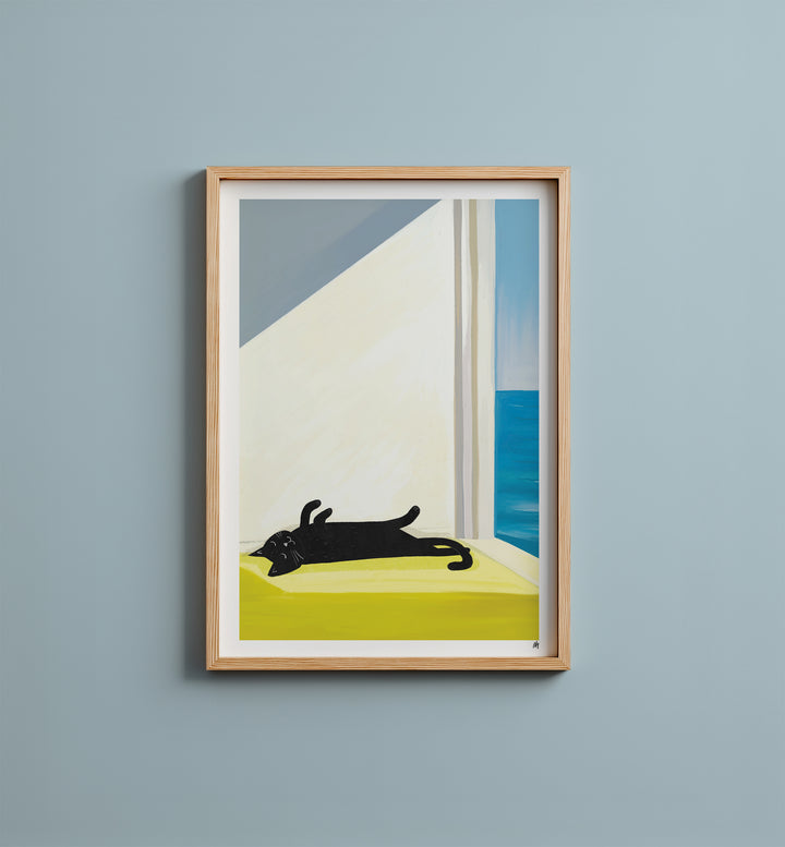 WS-Cat Bathing by the Sea Cat print