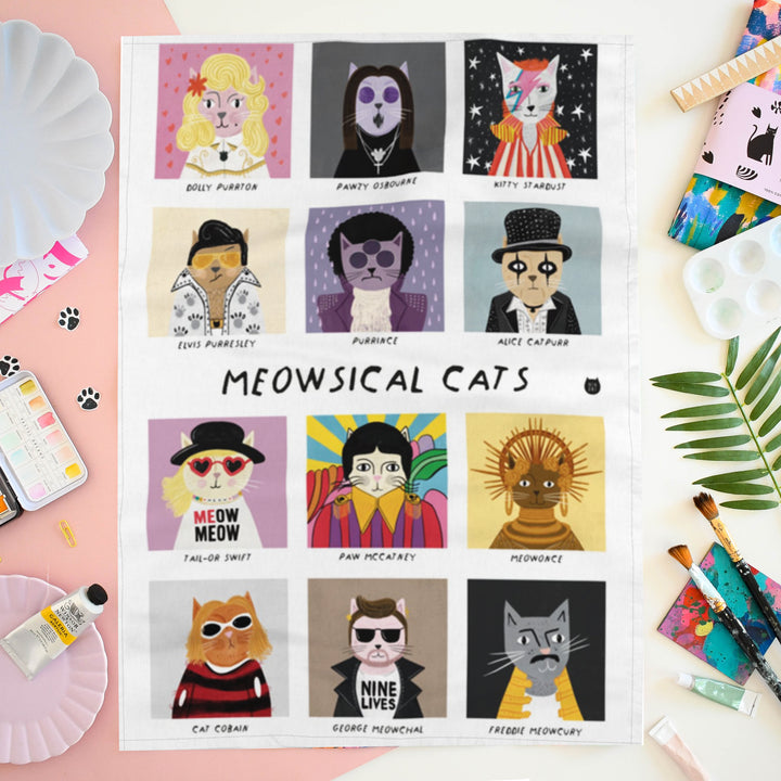 Meowsical Cats Tea Towel