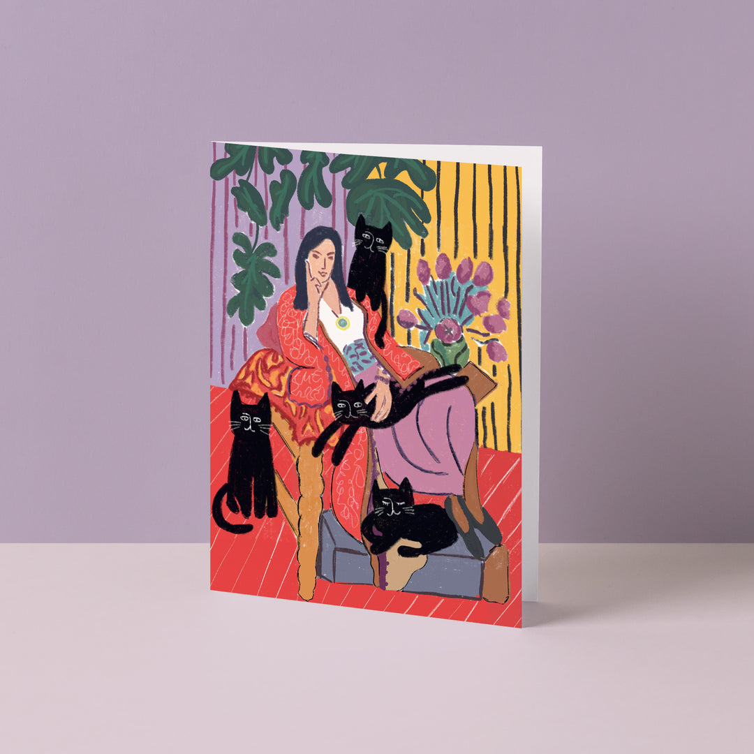 Catisse Cat Lady Greetings Card