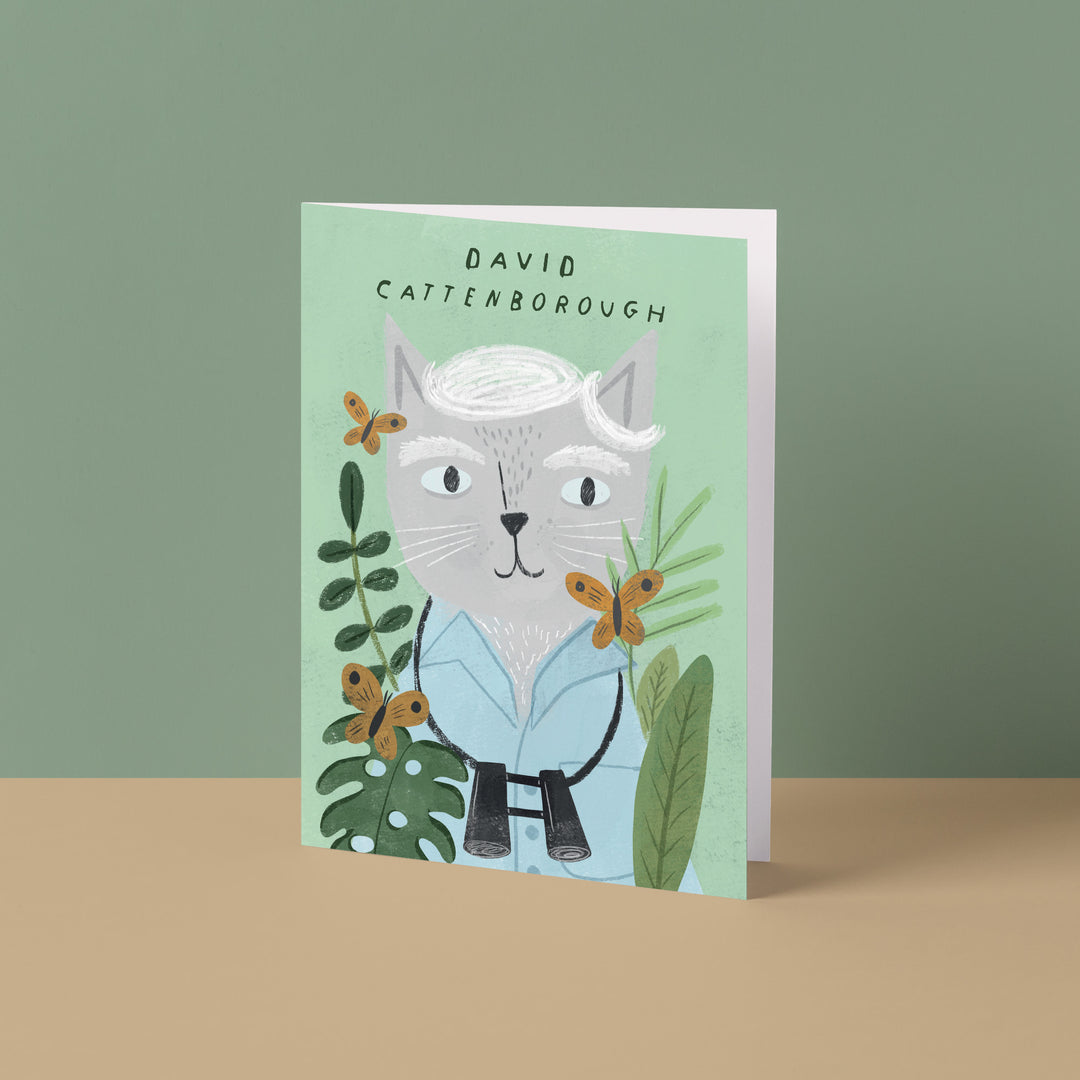 David Cattenborough Cat Card