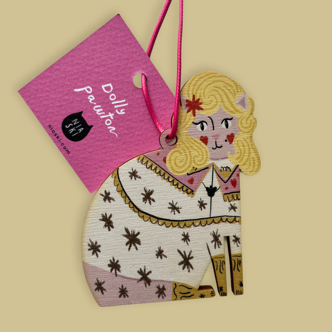 Dolly Pawton Wooden Cat Decoration