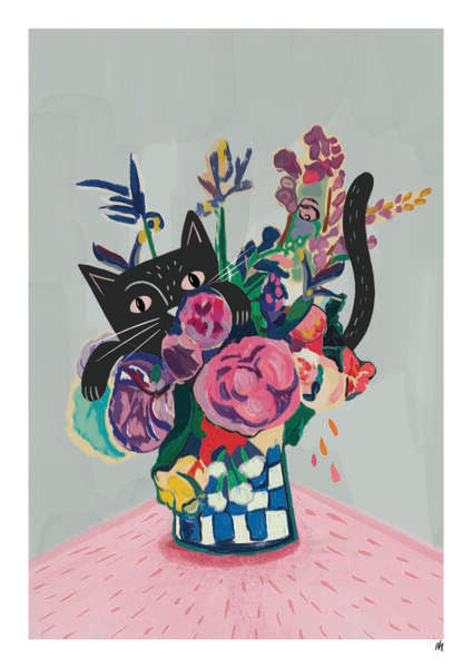 Catisse Cat in Flowers Art Print