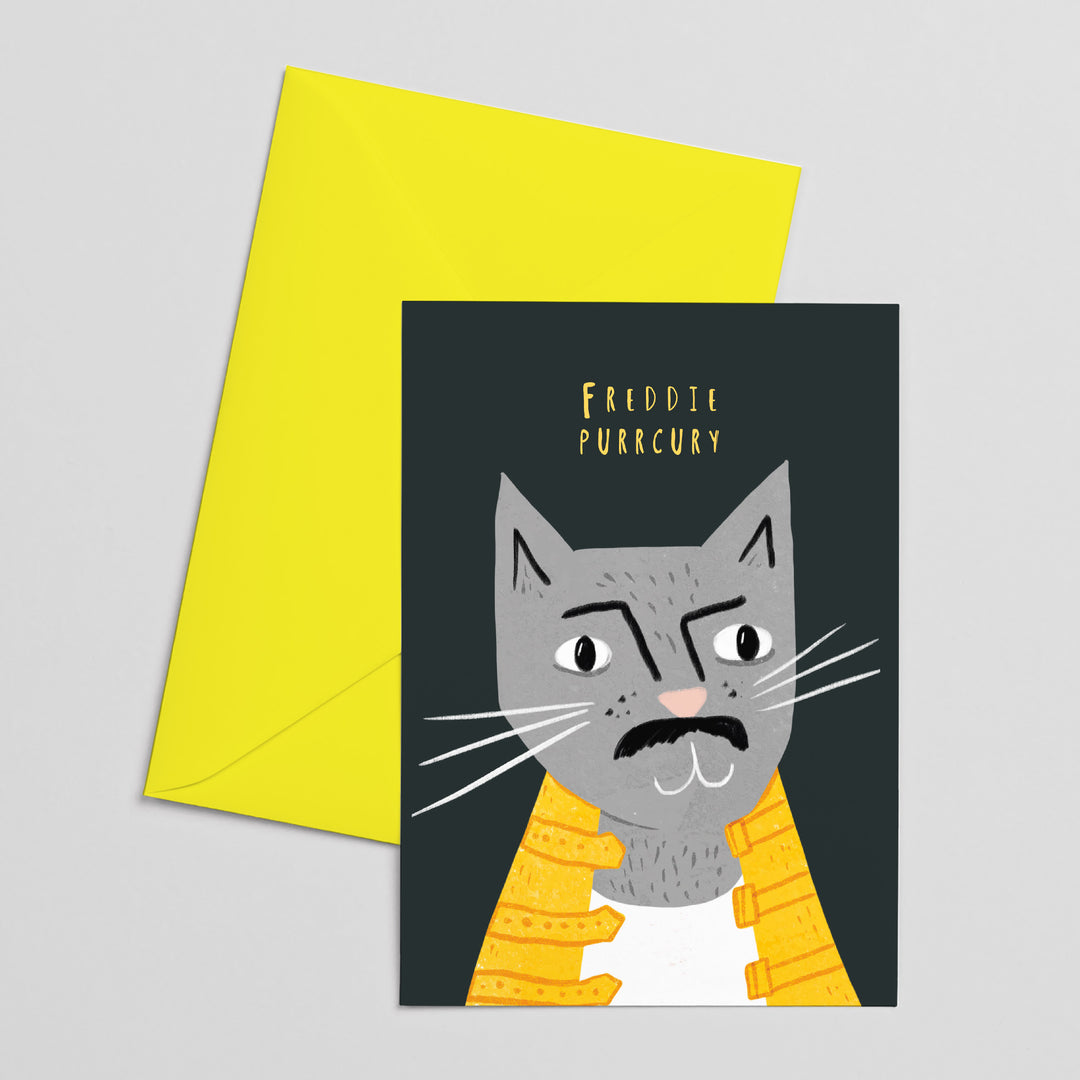 Freddie Meowcury Cat Portrait Card