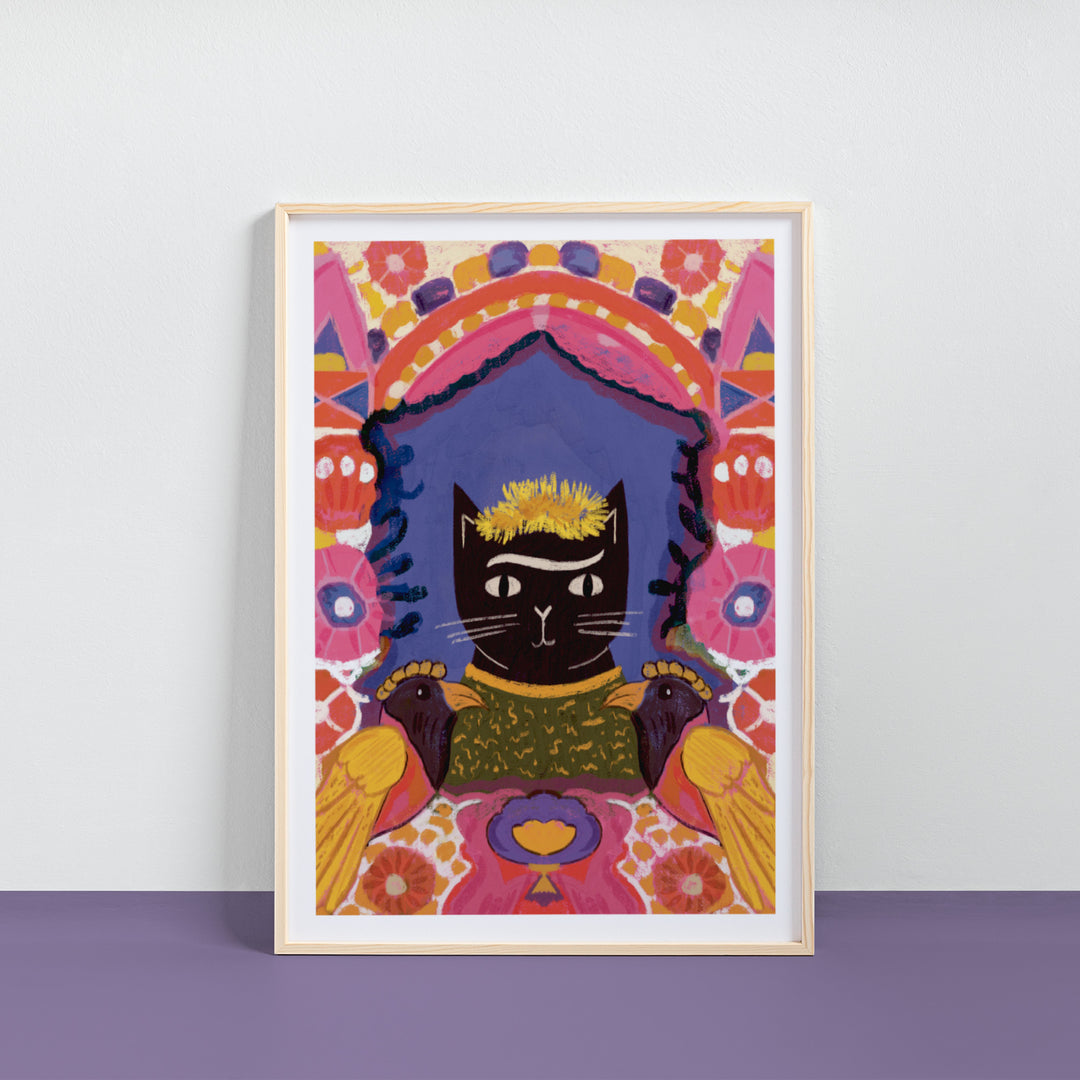 Furida and her birds Cat Print