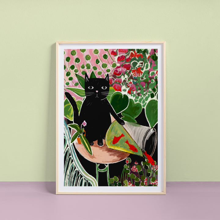 Catisse and the Goldfish Cat Art Print