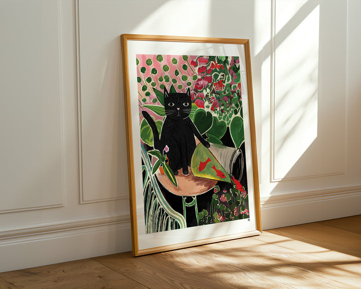 Catisse and the Goldfish Cat Art Print