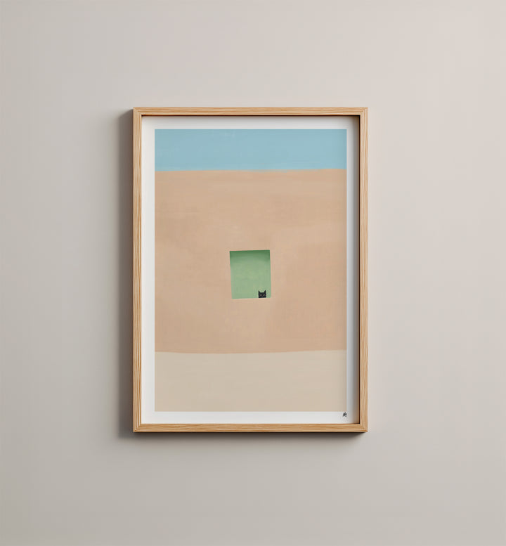WS-Wall with Green Door and Cat Print