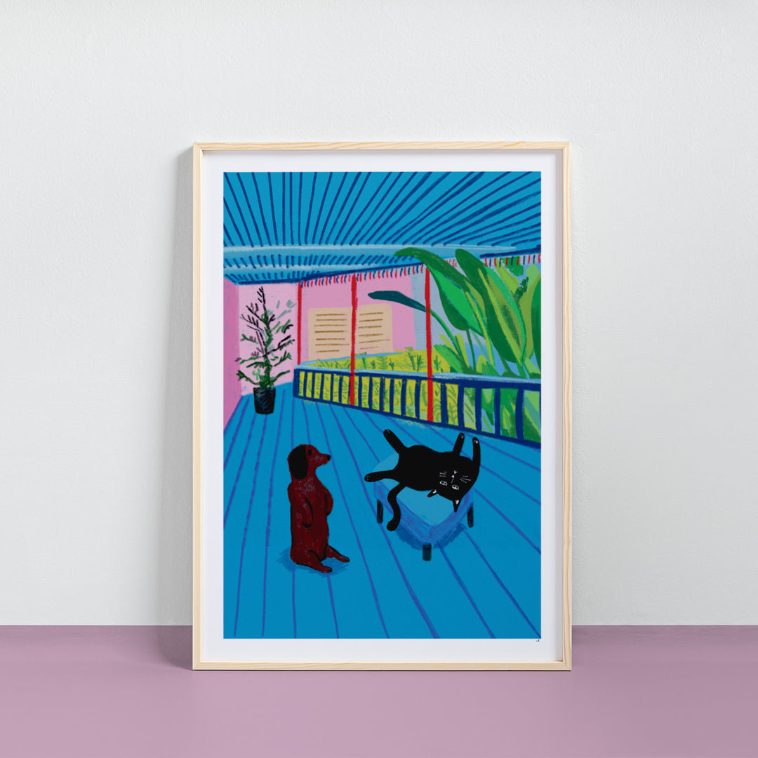 Hockney Cat vs Dog Print
