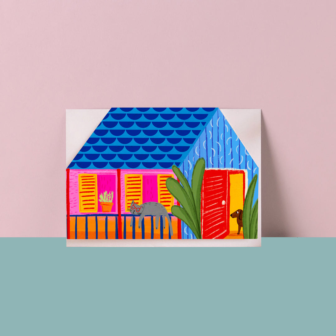 Catney Cat cut out house card