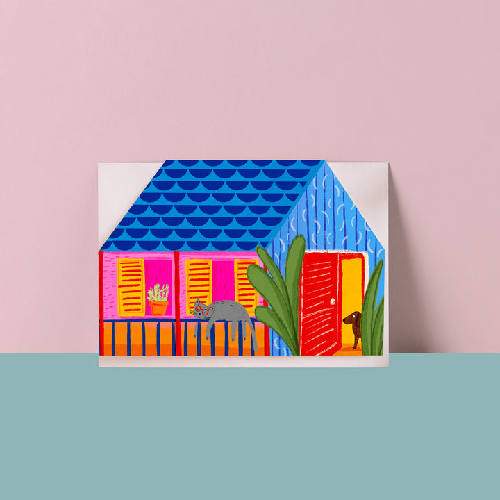 Catney Cat cut out house card