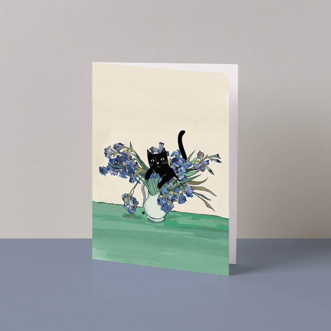 Vincat's Vase of Irises Cat Card
