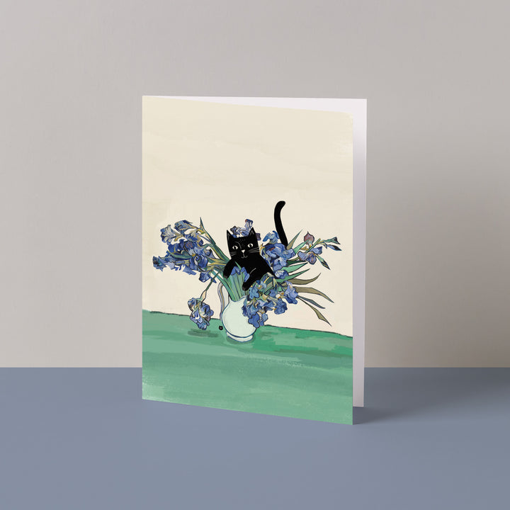 Vincat's Vase of Irises Cat Card