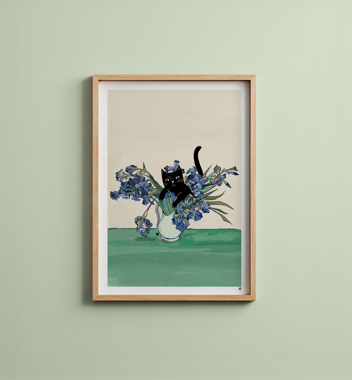 WS-Vincent's Irises Cat Art Print
