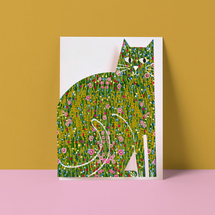 Klimt Garden Cut Out Cat Card