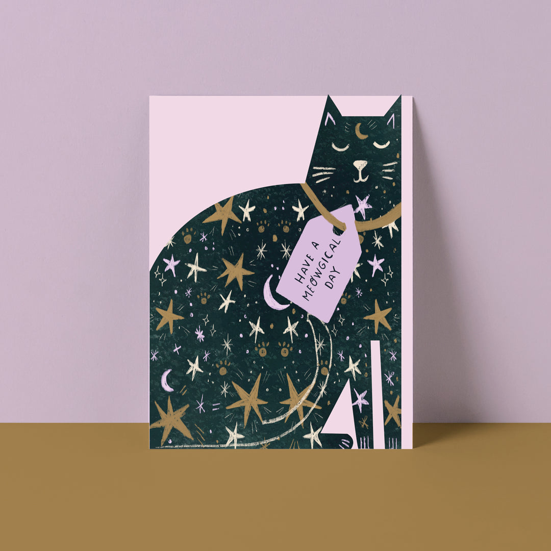 Meowgical Cat cut out card