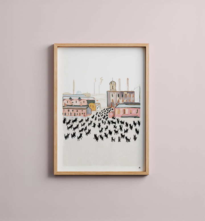 Meowry Cats at Work Art Print