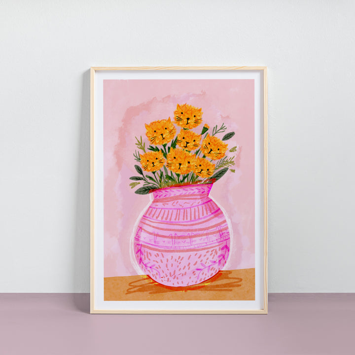 Meowygold Vase Cat Print