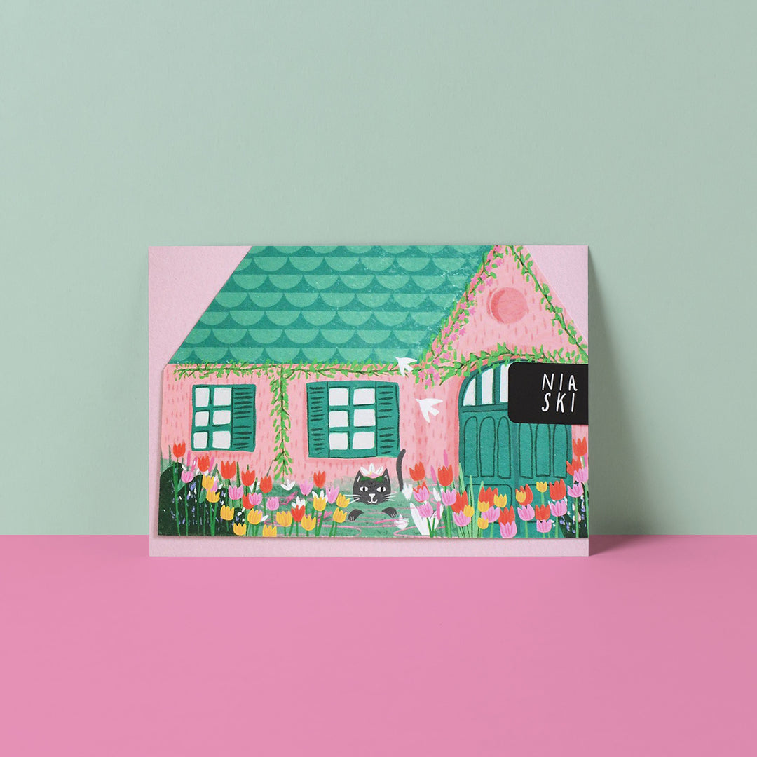 Clawed Monet cat house card