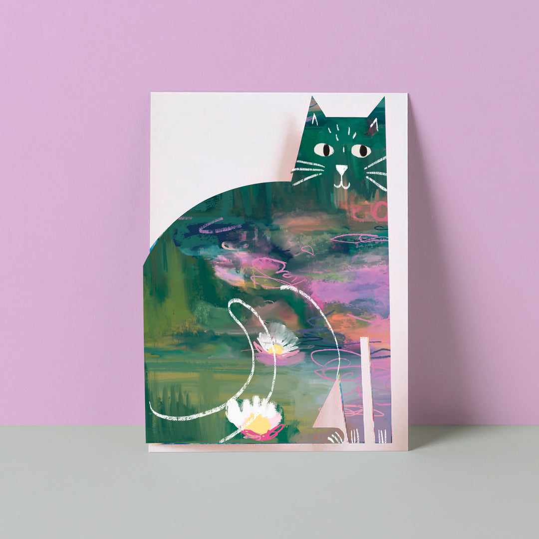 Clawed Monet Cut Out Cat Card