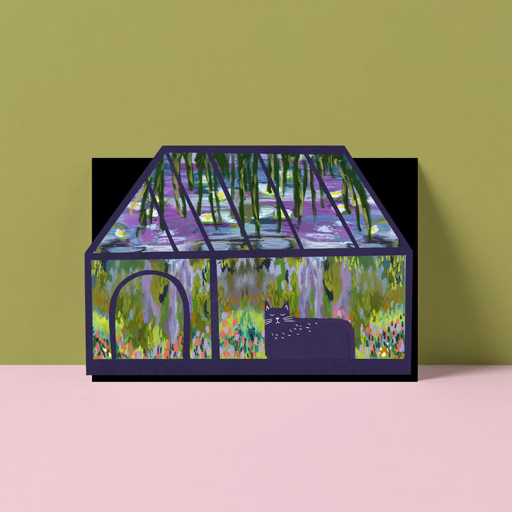 Clawed Monet's Cat Garden Greetings Card
