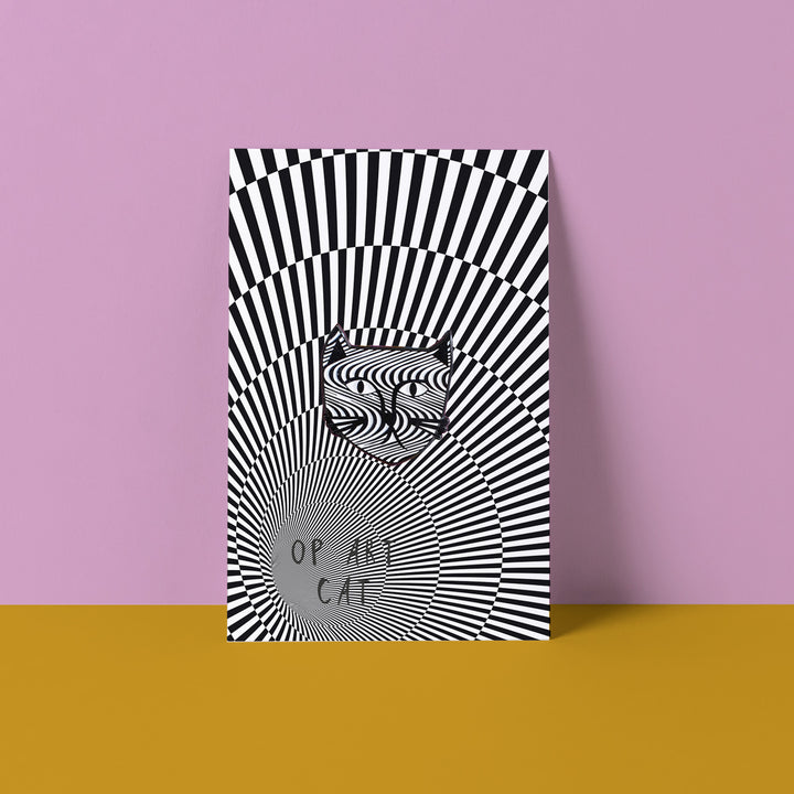 Op Art Cat Meowment Pin