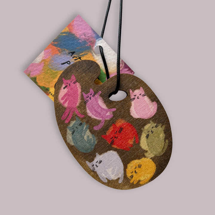 Cat Artist Paint Palette Wooden Decoration