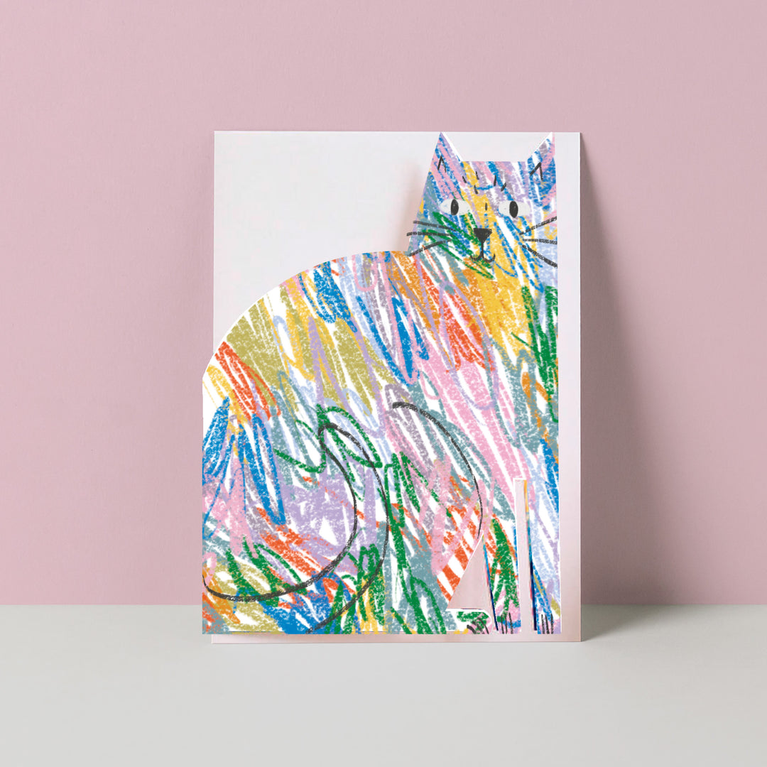 Pencil Cat cut out card