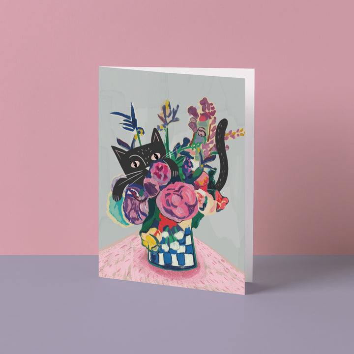 Catisse Flowers and Cat Card