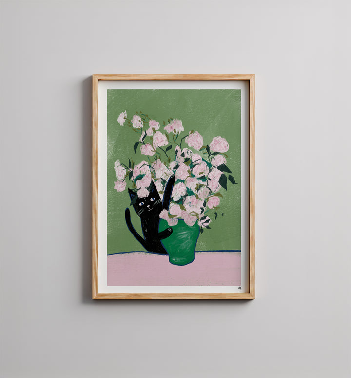 WS-Vincat and the Roses Cat Print