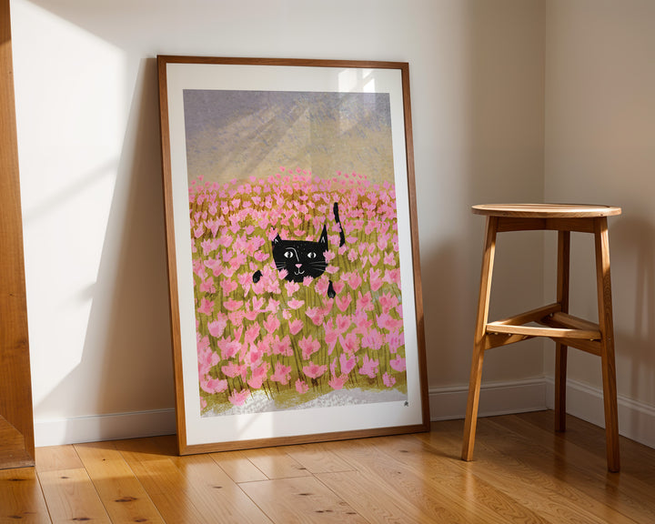 Tulips field Cat Print