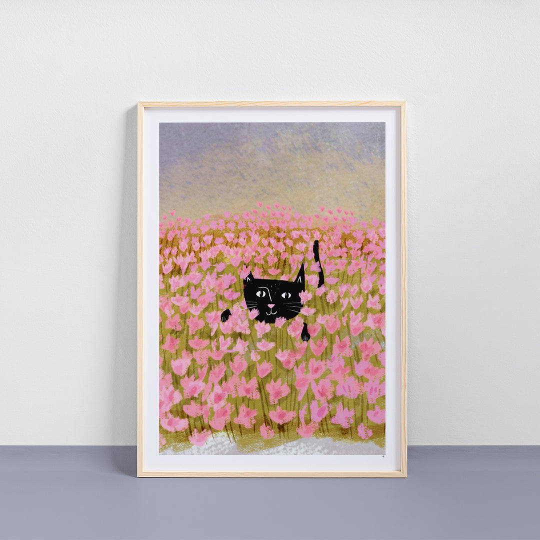 Tulips field Cat Print