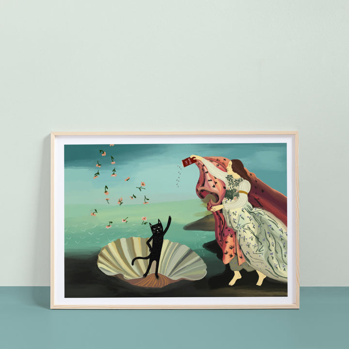 The Birth of Venus the Cat Art Print