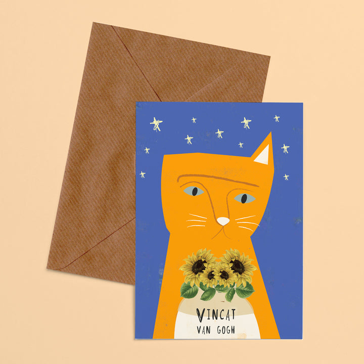 Vincat Van Gogh Cat Artist Card