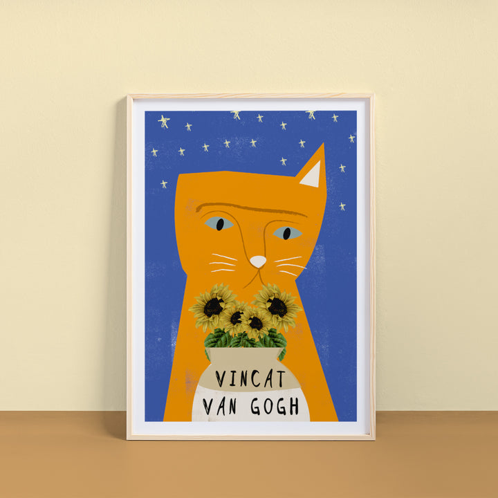 Vincat Van Gogh Cat Portrait Print