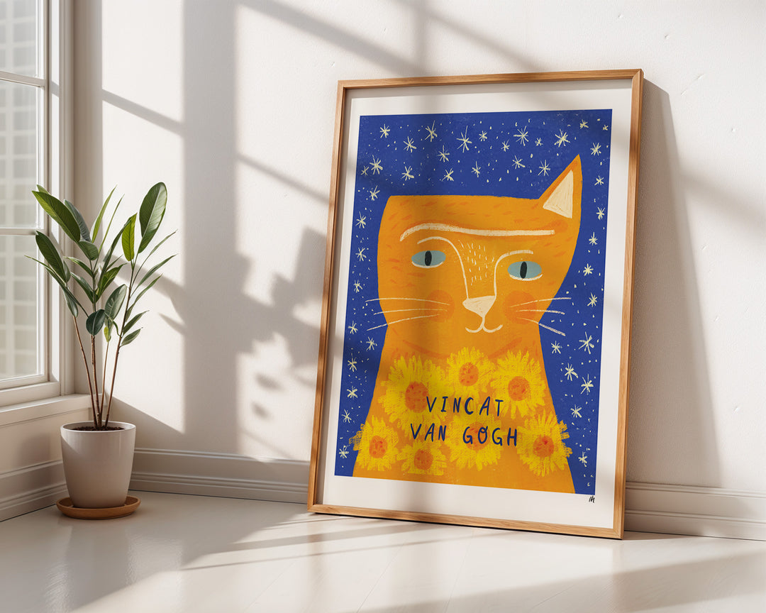 Vincat Van Gogh Cat Portrait Print