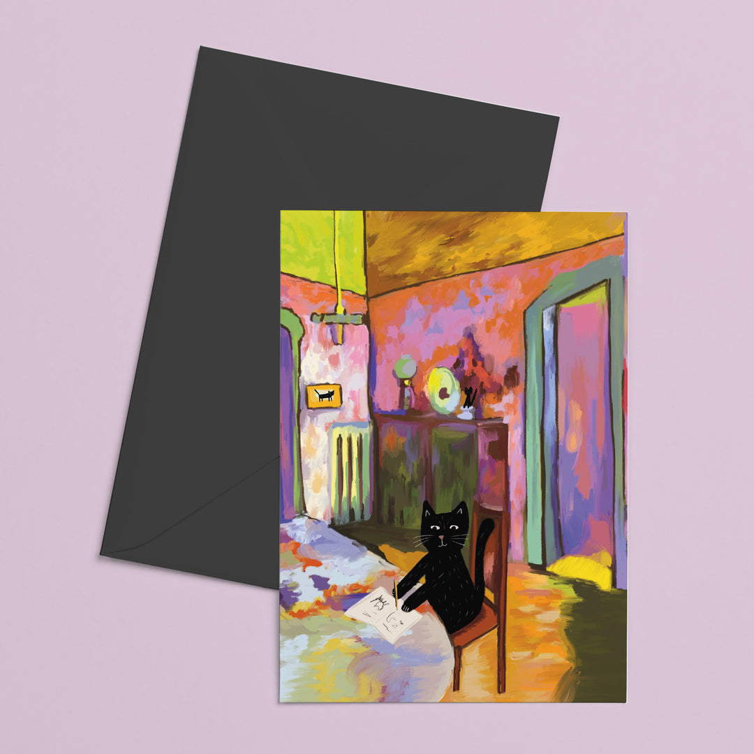 Wassily Catdinsky Studio Cat Art Card